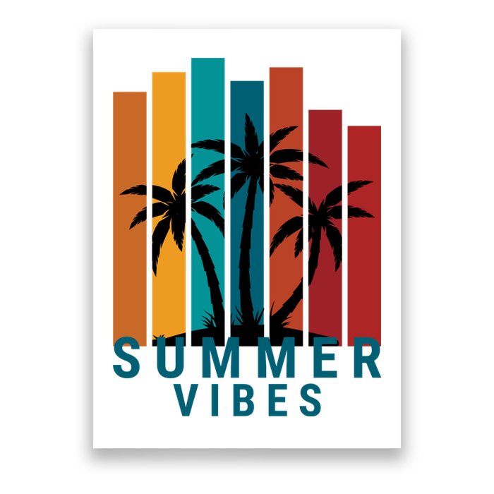 Summer Vibes Retro Palm Tree Poster