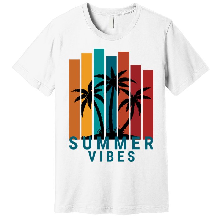 Summer Vibes Retro Palm Tree Premium T-Shirt