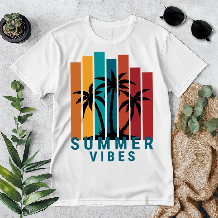 Summer Vibes Retro Palm Tree Premium T-Shirt