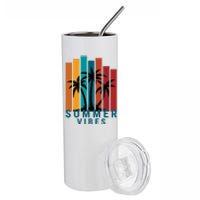 Summer Vibes Retro Palm Tree Stainless Steel Tumbler