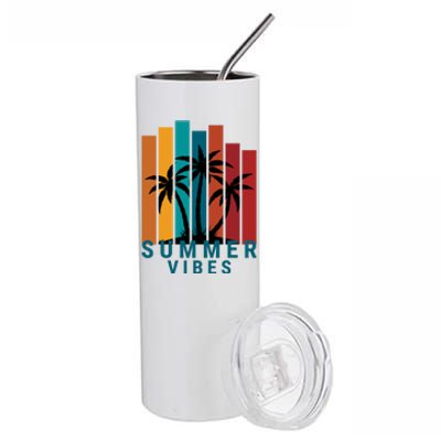 Summer Vibes Retro Palm Tree Stainless Steel Tumbler