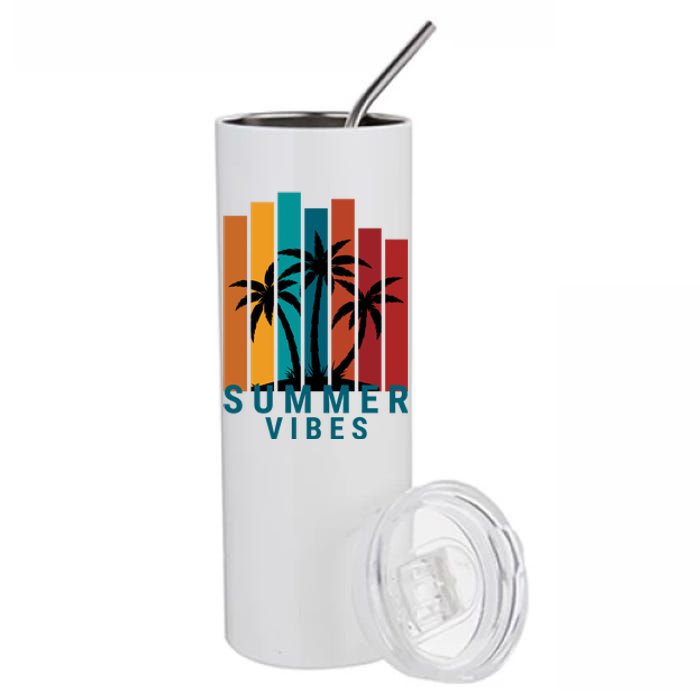 Summer Vibes Retro Palm Tree Stainless Steel Tumbler