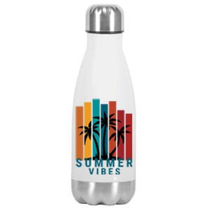 Summer Vibes Retro Palm Tree Stainless Steel Insulated Water Bottle