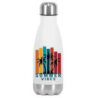 Summer Vibes Retro Palm Tree Stainless Steel Insulated Water Bottle