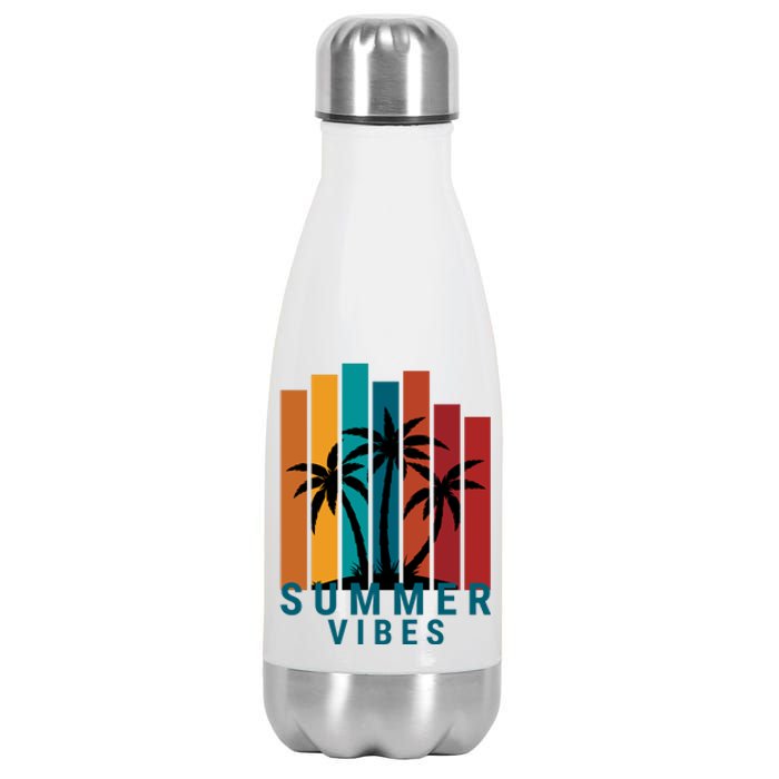 Summer Vibes Retro Palm Tree Stainless Steel Insulated Water Bottle