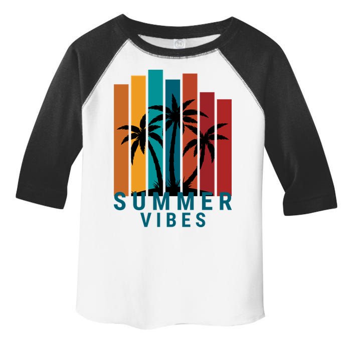 Summer Vibes Retro Palm Tree Toddler Fine Jersey T-Shirt