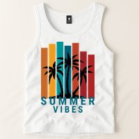 Summer Vibes Retro Palm Tree Tank Top