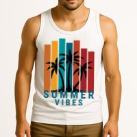 Summer Vibes Retro Palm Tree Tank Top