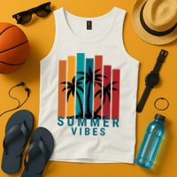 Summer Vibes Retro Palm Tree Tank Top