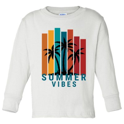 Summer Vibes Retro Palm Tree Toddler Long Sleeve Shirt