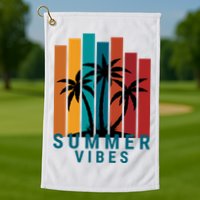 Summer Vibes Retro Palm Tree Golf Towel