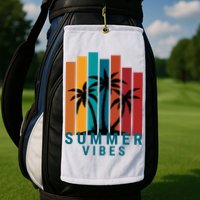 Summer Vibes Retro Palm Tree Golf Towel