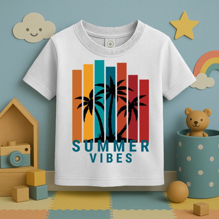Summer Vibes Retro Palm Tree Toddler T-Shirt