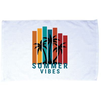 Summer Vibes Retro Palm Tree Microfiber Hand Towel