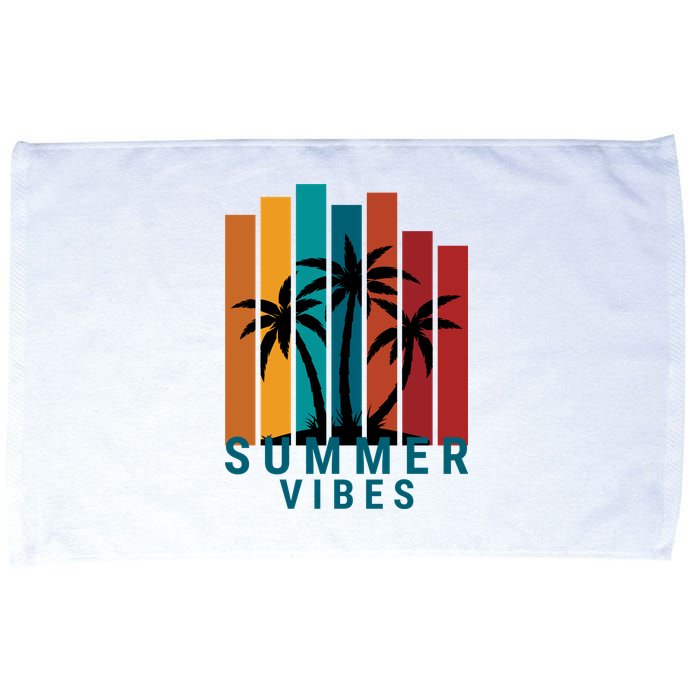 Summer Vibes Retro Palm Tree Microfiber Hand Towel