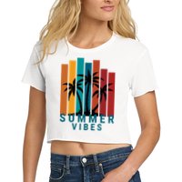 Summer Vibes Retro Palm Tree Crop Top