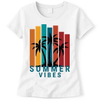 Summer Vibes Retro Palm Tree Womens T-Shirt