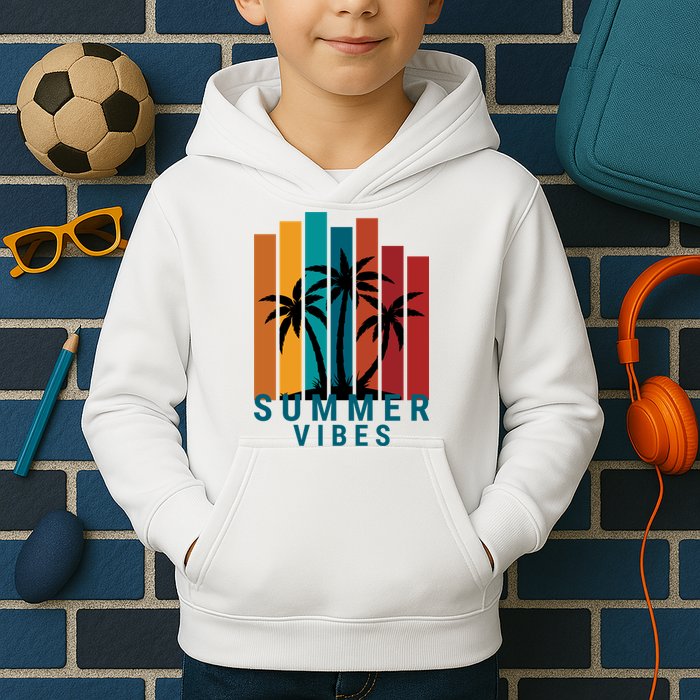 Summer Vibes Retro Palm Tree Kids Hoodie