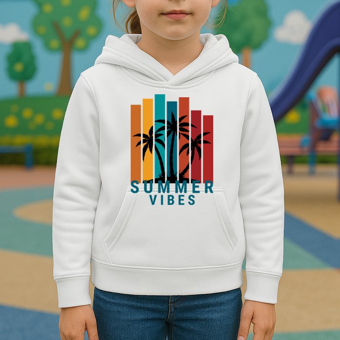 Summer Vibes Retro Palm Tree Kids Hoodie