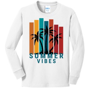 Summer Vibes Retro Palm Tree Kids Long Sleeve Shirt