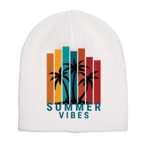 Summer Vibes Retro Palm Tree Short Acrylic Beanie