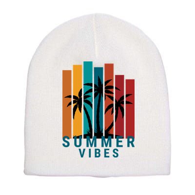 Summer Vibes Retro Palm Tree Short Acrylic Beanie