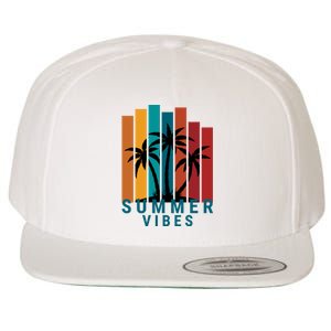 Summer Vibes Retro Palm Tree Wool Snapback Cap