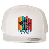 Summer Vibes Retro Palm Tree Wool Snapback Cap