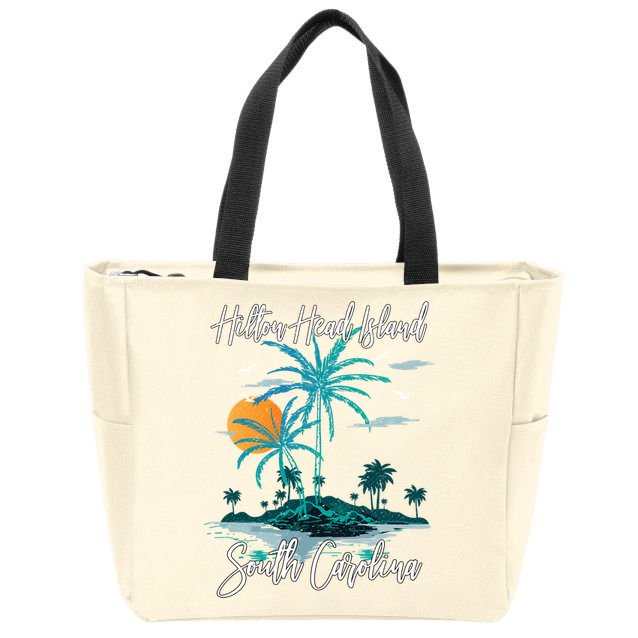 Summer Vacation Retro South Carolina Hilton Head Island Gift Zip Tote Bag