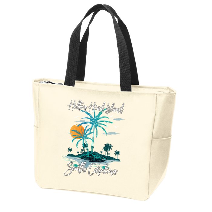 Summer Vacation Retro South Carolina Hilton Head Island Gift Zip Tote Bag