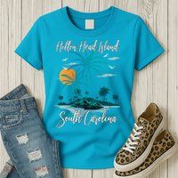 Summer Vacation Retro South Carolina Hilton Head Island Gift Womens T-Shirt
