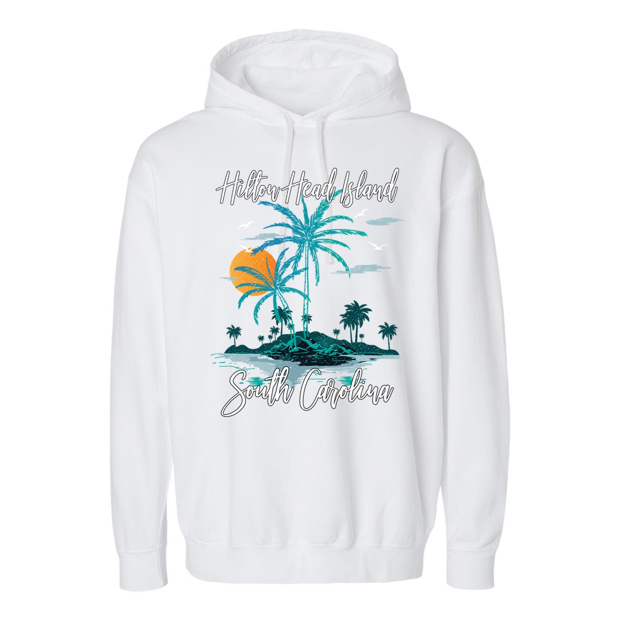 Summer Vacation Retro South Carolina Hilton Head Island Gift Garment-Dyed Fleece Hoodie