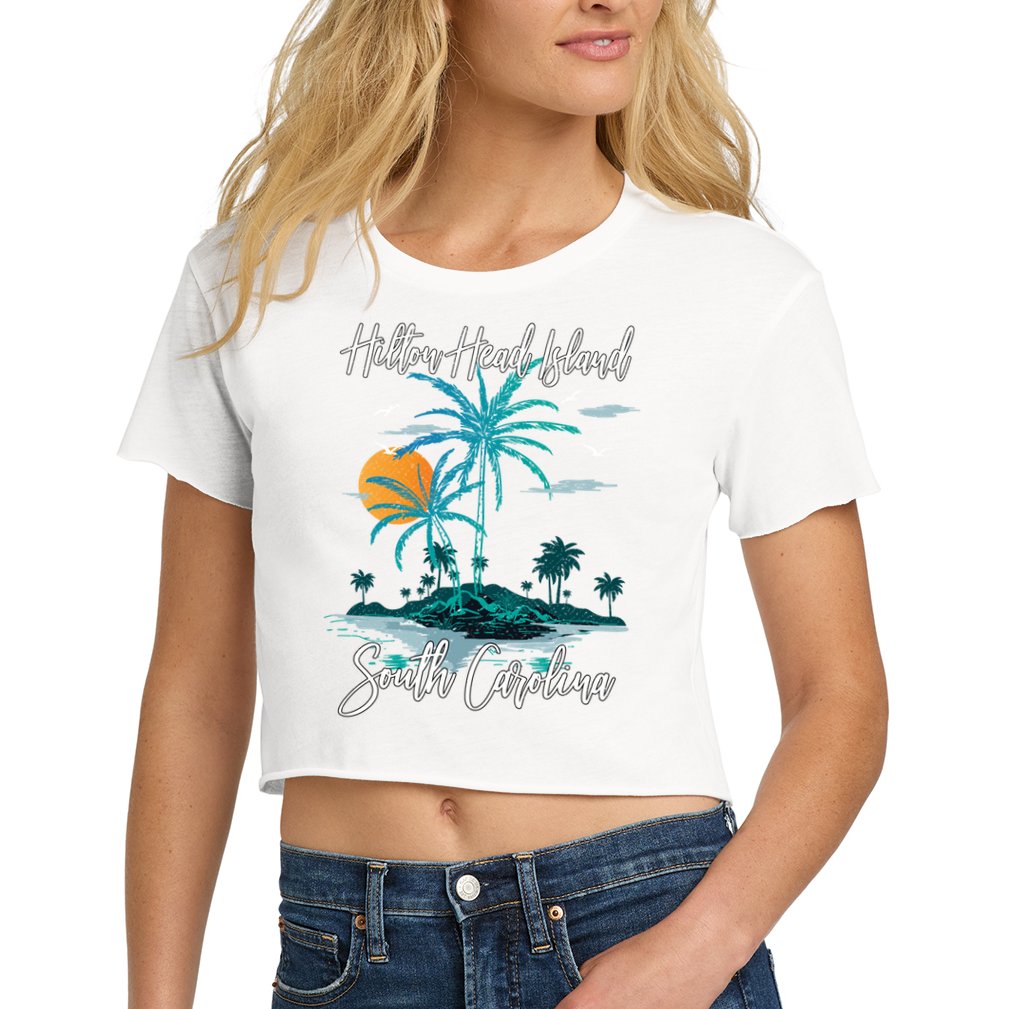 Summer Vacation Retro South Carolina Hilton Head Island Gift Women's Crop Top Tee