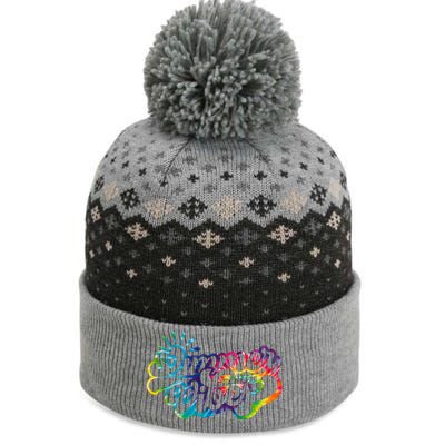 Summer Vibes Retro Colorful Trippy Style The Baniff Cuffed Pom Beanie