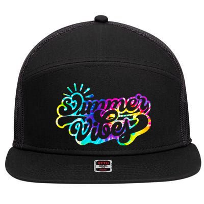 Summer Vibes Retro Colorful Trippy Style 7 Panel Mesh Trucker Snapback Hat