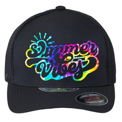 Summer Vibes Retro Colorful Trippy Style Flexfit Unipanel Trucker Cap