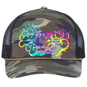 Summer Vibes Retro Colorful Trippy Style Retro Rope Trucker Hat Cap