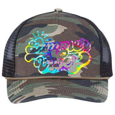 Summer Vibes Retro Colorful Trippy Style Retro Rope Trucker Hat Cap