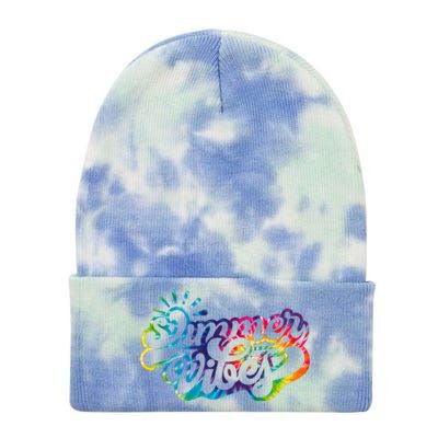 Summer Vibes Retro Colorful Trippy Style Tie Dye 12in Knit Beanie