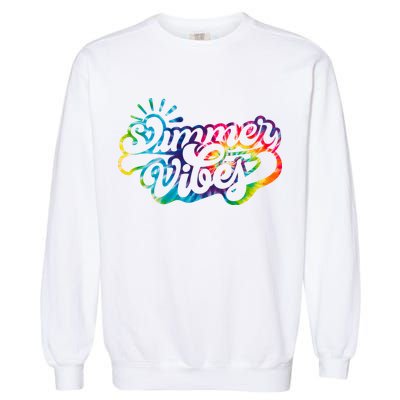Summer Vibes Retro Colorful Trippy Style Garment-Dyed Sweatshirt