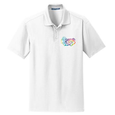 Summer Vibes Retro Colorful Trippy Style Dry Zone Grid Polo