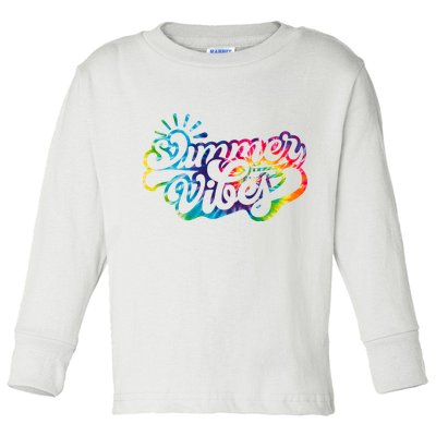 Summer Vibes Retro Colorful Trippy Style Toddler Long Sleeve Shirt