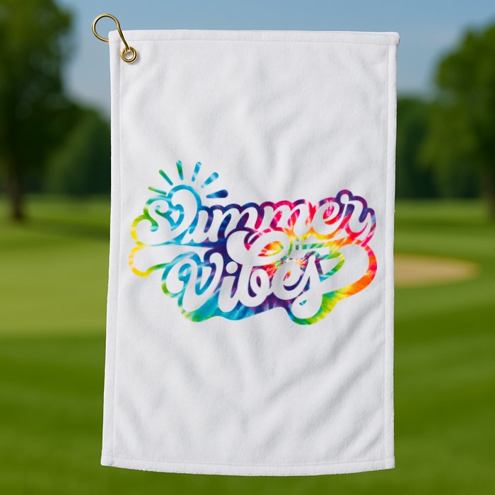 Summer Vibes Retro Colorful Trippy Style Golf Towel