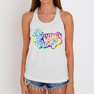 Summer Vibes Retro Colorful Trippy Style Women's Knotted Racerback Tank
