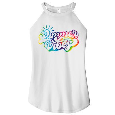 Summer Vibes Retro Colorful Trippy Style Women's Perfect Tri Rocker Tank