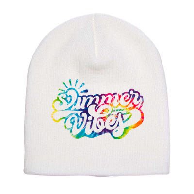 Summer Vibes Retro Colorful Trippy Style Short Acrylic Beanie