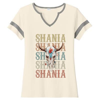 Shania Vintage Retro style name Ladies Halftime Notch Neck Tee