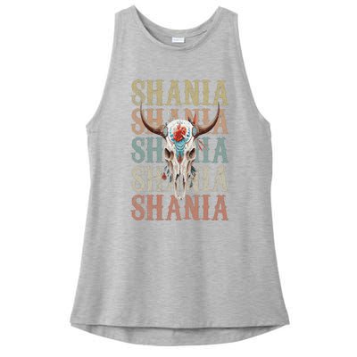 Shania Vintage Retro style name Ladies PosiCharge Tri-Blend Wicking Tank