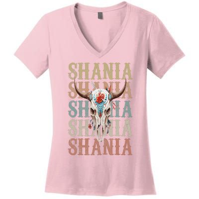 Shania Vintage Retro style name Women's V-Neck T-Shirt