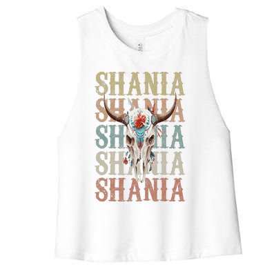 Shania Vintage Retro style name Women's Racerback Cropped Tank